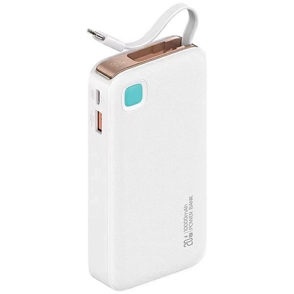 Powerbanka s káblom USB-C 10000mAh 20W biela