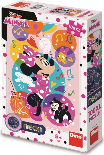 Svietiace puzzle Minnie a balóniky XL 100 dielikov