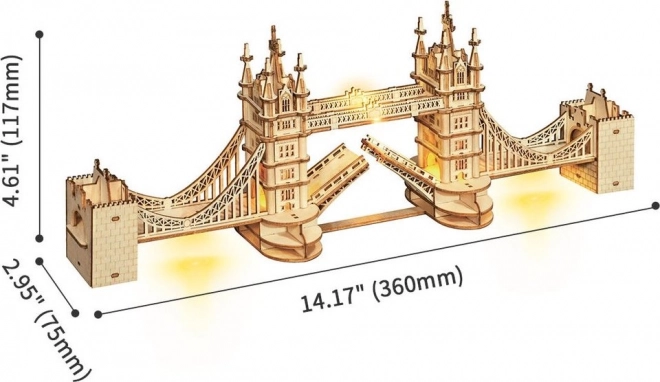 RoboTime drevené 3D puzzle Tower Bridge osvetlené