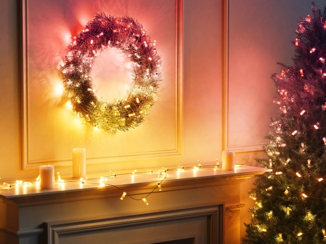 Inteligentné dekoratívne svetlá Twinkly Candies 100 LED USB-C RGB, sviečky, zelený kábel, 6m