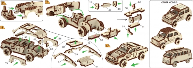 Drevené 3D puzzle - model rally auta