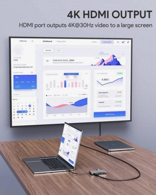 Aukey hliníkový USB-C hub 8v1