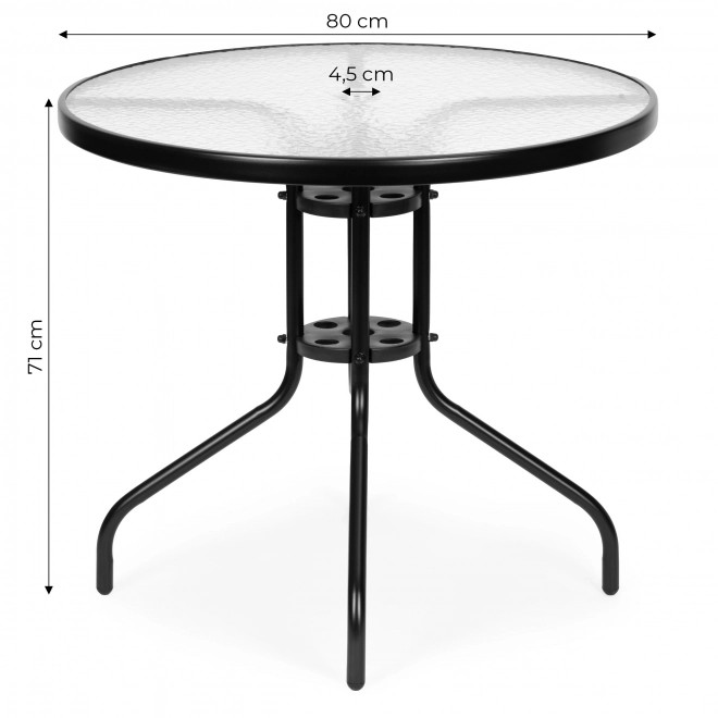 Okrúhly záhradný stôl 80 cm s otvorom na slnečník