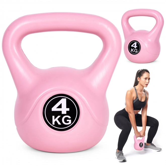 Kettlebell 4 kg ružový na cvičenie