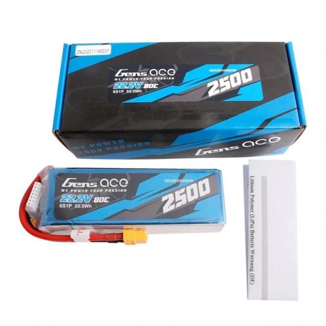 Lipo batéria Gens ace 2500mAh 22,2V 80C so spojkou XT60