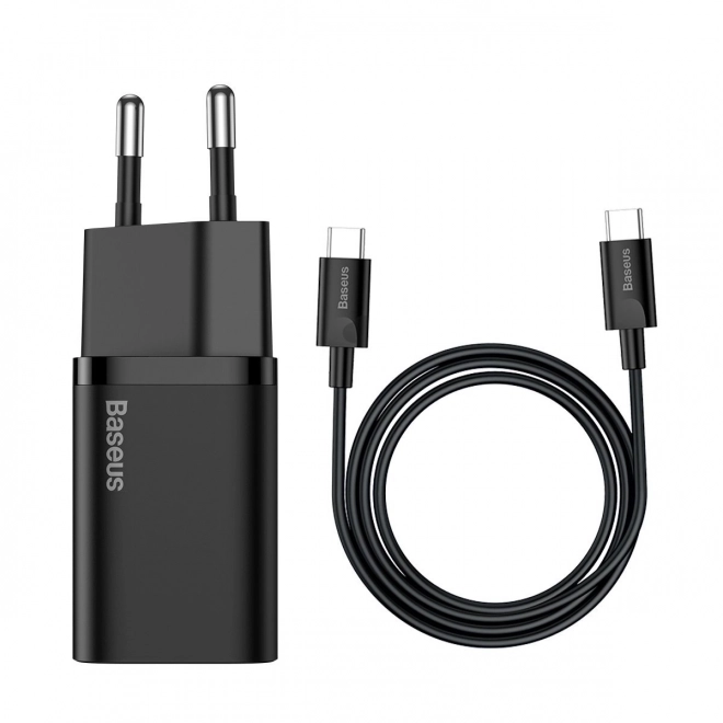 Nabíjačka Baseus Super Si Quick 1C 25W s USB-C/USB-C káblom 1m (čierna)