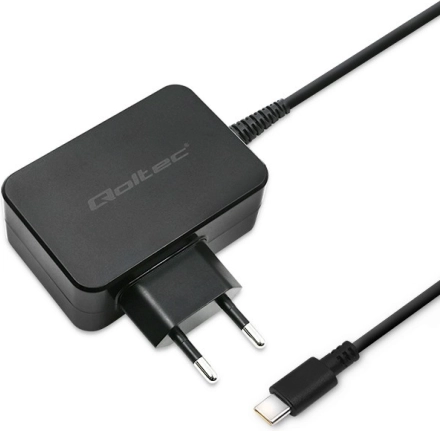 QOLTEC sieťová nabíjačka USB‑C 65 W s Power Delivery a Quick Charge, čierna