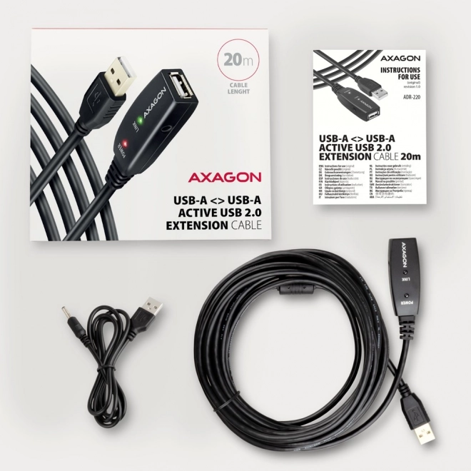 Aktívny USB predlžovací kábel Axagon 20m