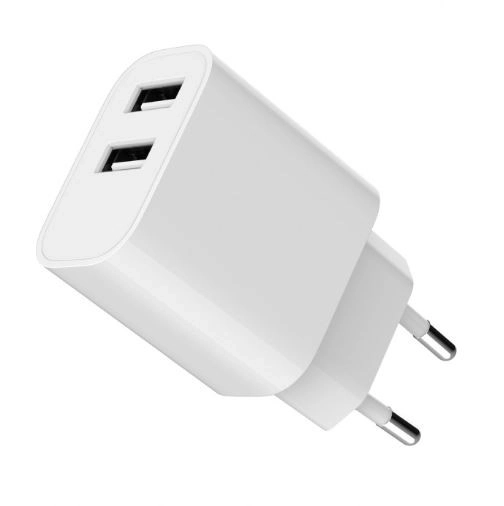 Univerzálna USB nabíjačka 2-portová 2.4A biela