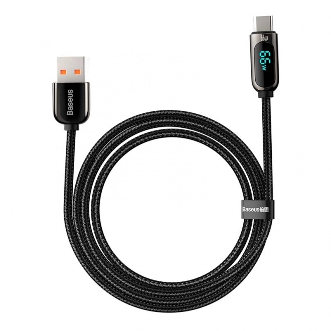 Kábel Baseus s displejom USB na Type-C, 66W, 1m, čierny