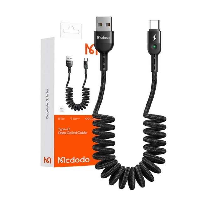 Pružinový kábel USB na USB-C Mcdodo Omega 1,8 m