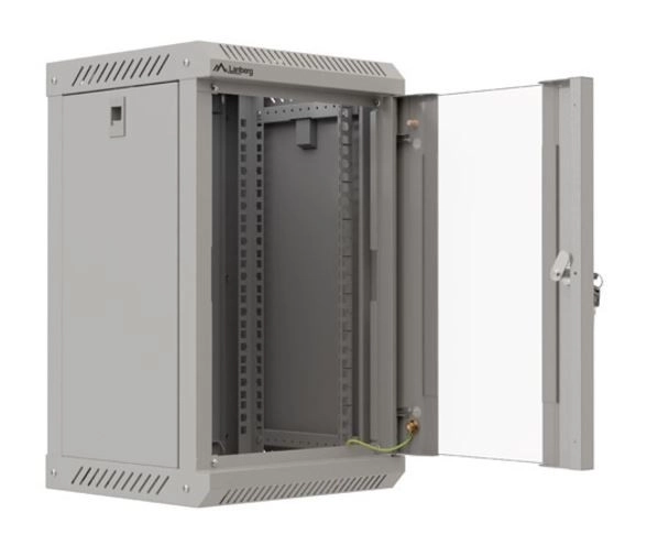 Lanberg 10-palcová nástenná racková skriňa 9U 300x300 šedá