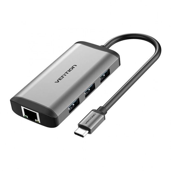 Dokovacia stanica 6 v 1 USB-C na HDMI, 3x USB3.0, RJ45, PD Vention sivá