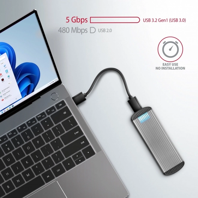 Alumíniový obal na SSD disky Axagon s USB 3.2 Gen 1