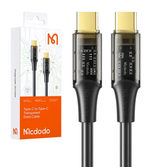 Kábel USB-C na USB-C McDodo s výkonom 100W, čierny, 1,2 m