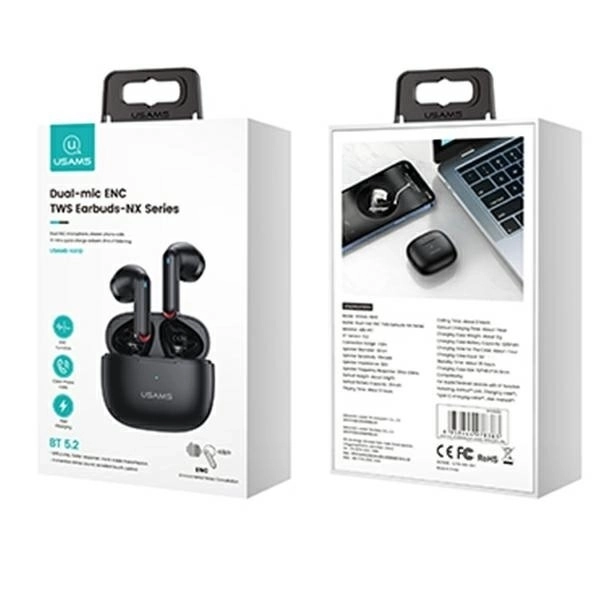 Bezdrôtové slúchadlá Bluetooth NX10 s duálnym mikrofónom čierne