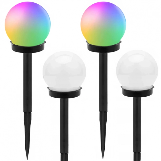 Solárne záhradné lampy RGB s čidlom súmraku 10 cm - set 4 ks