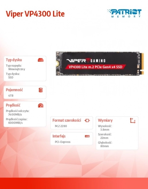 SSD disk 4TB Viper VP4300 Lite s podporou hier PS5