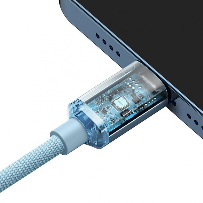 Kábel USB-C na iPhone Baseus Crystal Shine, 20 W, 2 m, modrý