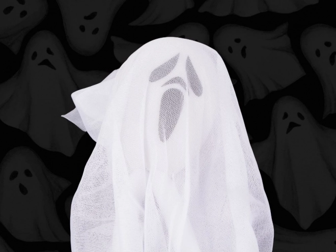 Halloweenska závesná dekorácia biely duch s krikľavou tvárou