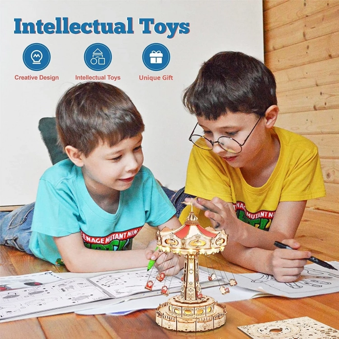 RoboTime 3D skladačka hračiek - reťazový kolotoč farebný