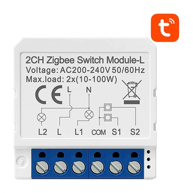 Chytrý spínací modul ZigBee bez neutrálu TUYA