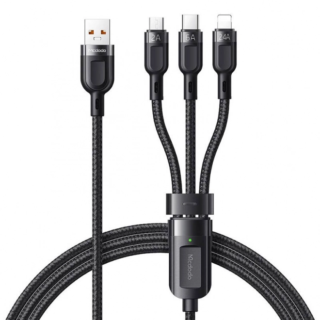 Kábel 3v1 USB na USB-C / Lightning / Micro USB, Mcdodo CA-0930, 6A, 1,2 m (čierny)