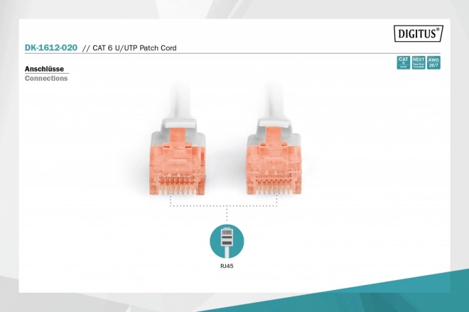 Patch cord U/UTP kat.6 PVC 2m sivý
