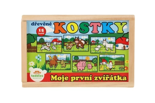 Drevené kocky Moje prvé zvieratká 15 ks