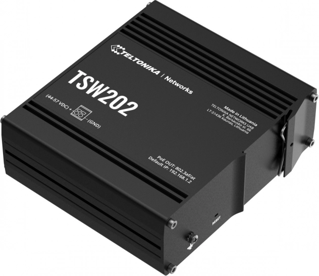 Priemyselný riadený prepínač TSW202 2xSFP 8xPoE+ L2/L3