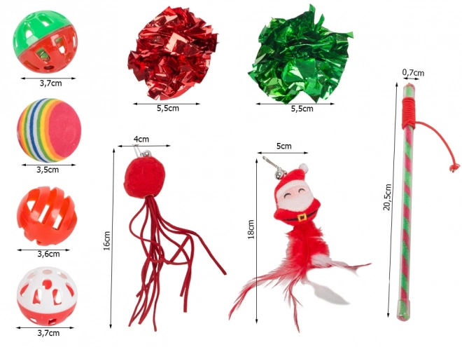 Sada vianočných hračiek pre mačky 9 dielov