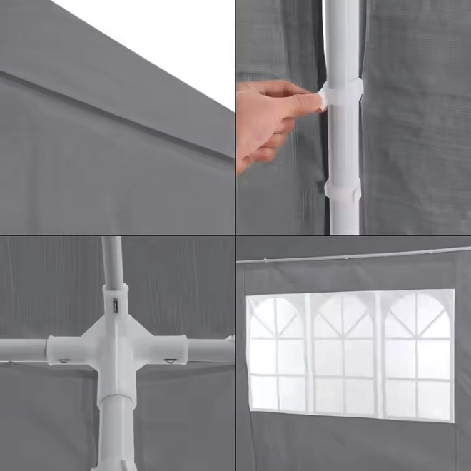 Záhradný pavilónový stan 3x9 m, 8 stien, sivý