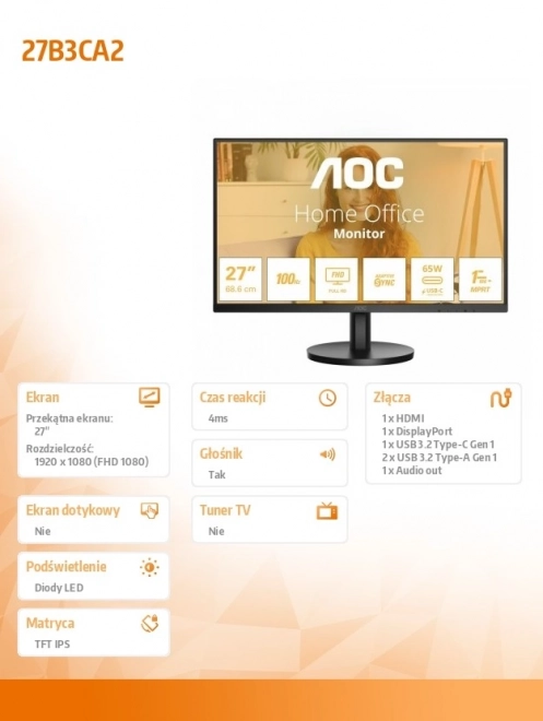 Monitor 27 IPS 100Hz s USB-C a HDMI