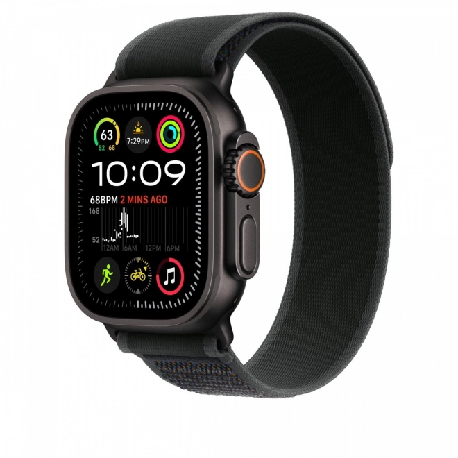 Čierny remienok Trail pre puzdro 49 mm - M/L - titánové prvky