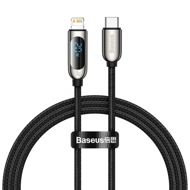 USB-C na Lightning Baseus kábel s displejom, PD, 20W, 1m (čierny)