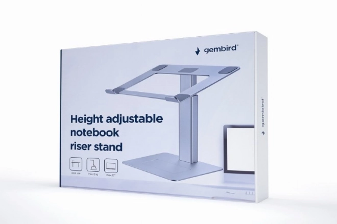 Ergonomická strieborná stojan na notebook s nastaviteľnou výškou