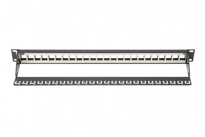 Patch panel 24 portov pre moduly keystone 1U čierny