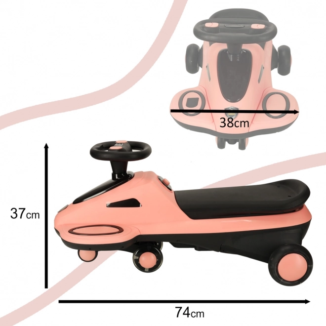 Jeździk s LED kolesami a hudbou ružovo-čierny