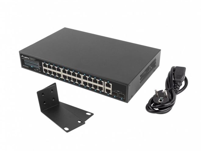 Lanberg gigabitový PoE+ switch s 24 portami a ochranou proti prepätiu