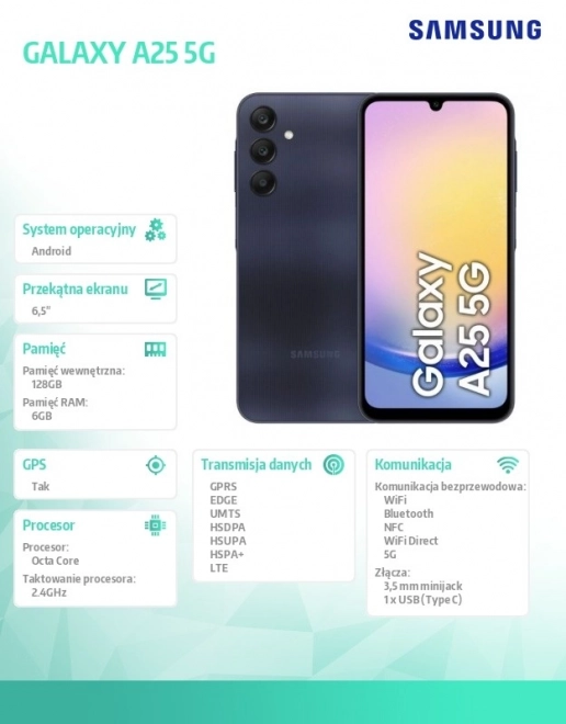 Smartfón Samsung Galaxy A25 5G 6/128 GB čierny