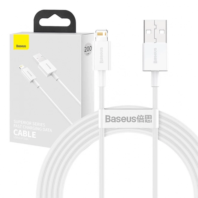 Kábel USB na iPhone 2.4A 2m Bílý