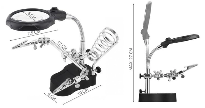 Súprava tretia ruka s lupou a LED lampou