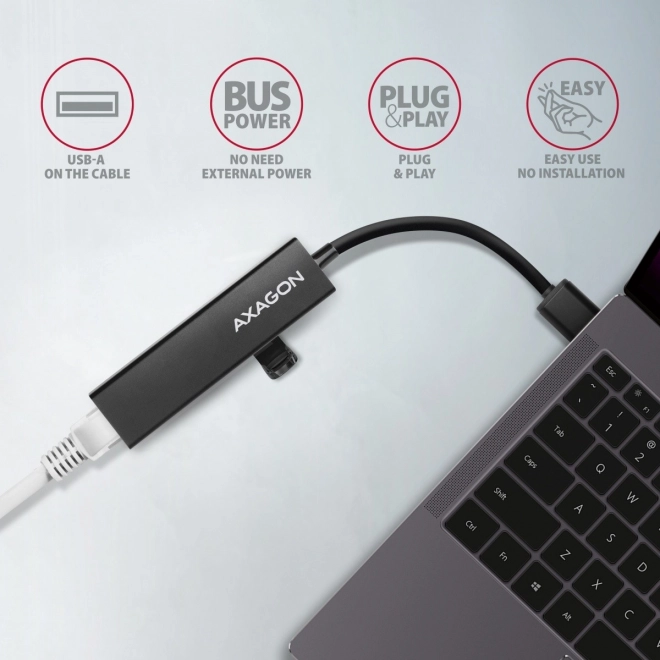 Viacportový USB hub 3x USB-A + GLAN, USB3.2 Gen 1, kovový, 20cm USB-A kábel