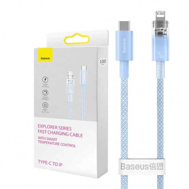 Rýchlonabíjací kábel USB-C na Lightning Explorer Series 1m modrý