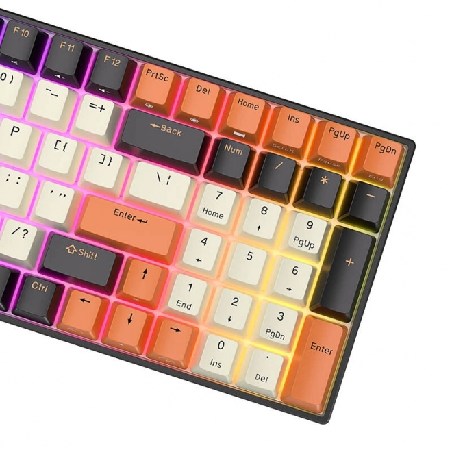 Mechanická klávesnica Royal Kludge RK100 RGB hnedý spínač čierno-oranžová