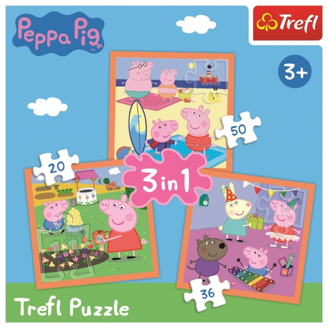 Trefl Puzzle Prasiatko Peppa: Úžasné nápady 3v1