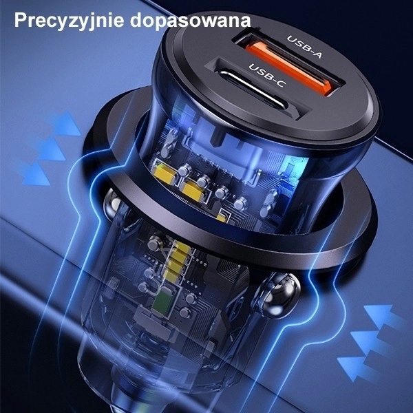 Rýchlonabíjačka do auta USAMS 30W s USB a USB-C