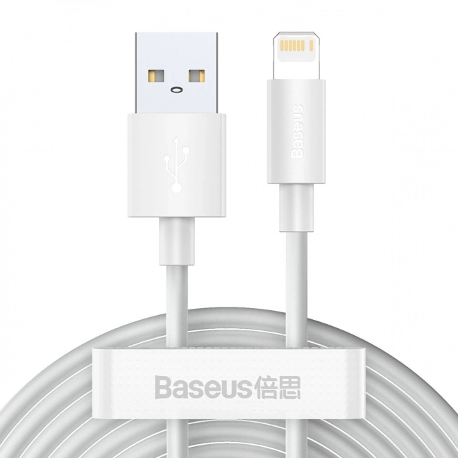 Baseus Dátový Kábel Simple Wisdom USB na Lightning 2.4A 1.5m - biely (2 kusy)