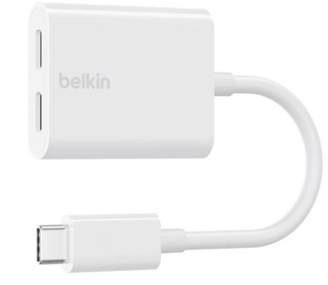 Adaptér Dual USB-C Audio + Nabíjanie Rockstar biely