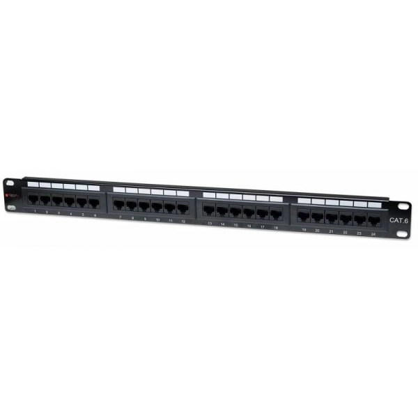 Patch panel 1U Cat.6 čierny